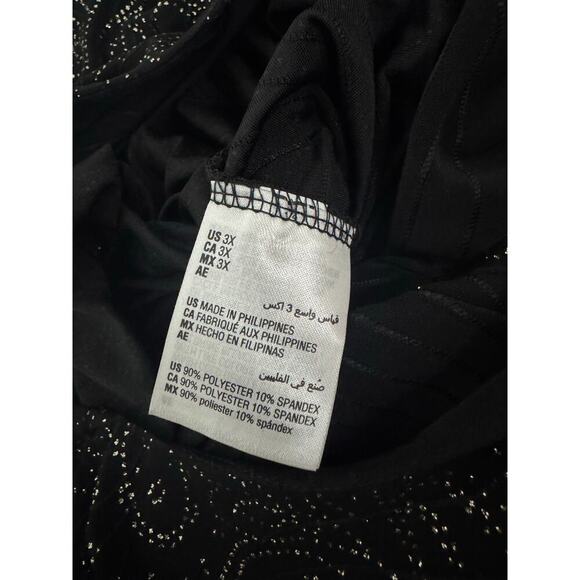 JM Collection Black, Sparkle Jacquard 3/4 Sleeve Blouse w/Detail on Neckline 3X - Picture 10 of 10